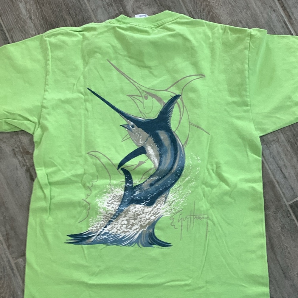 Green Guy Harvey Mens small Sailfish Short Sleeve Graphic T-shirt Lime green